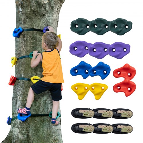 Laipiojimo į medžius rinkinys VEVOR Ninja Tree Climbing Kit, 12 laikiklių