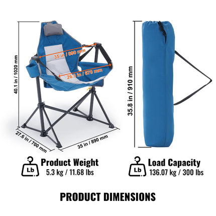 Atlošiama kempingo kėdė-hamakas VEVOR HKC-1004SW, 136 kg apkrova