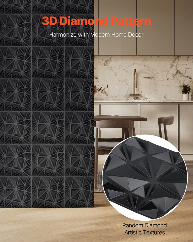 3D sienų panelės VEVOR TD074, 33 vnt. (2,97 m²)