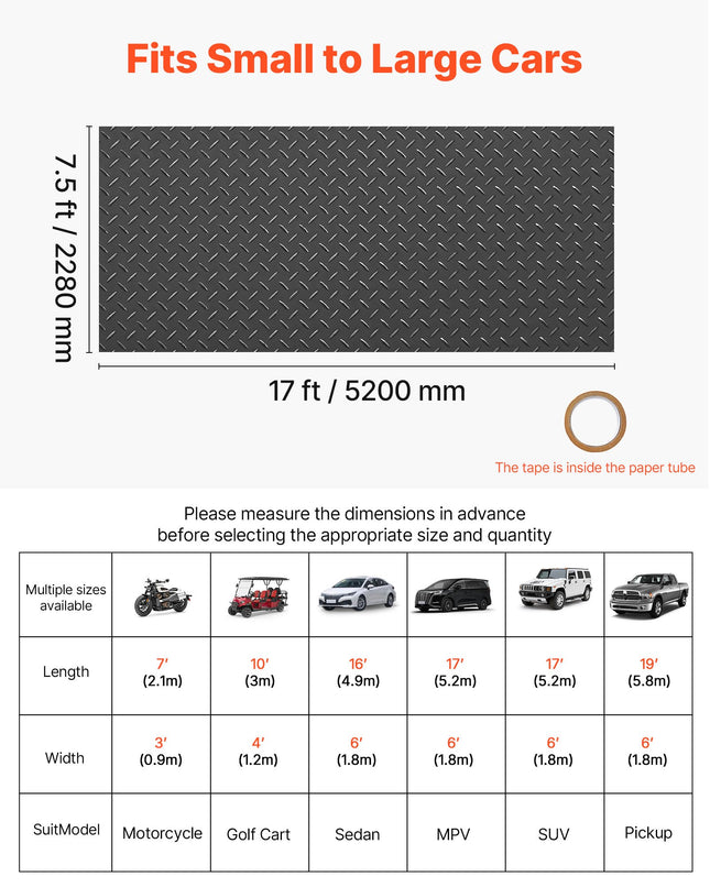 Garažo grindų danga VEVOR ZLCK-A1, 2,28 x 5,2 m