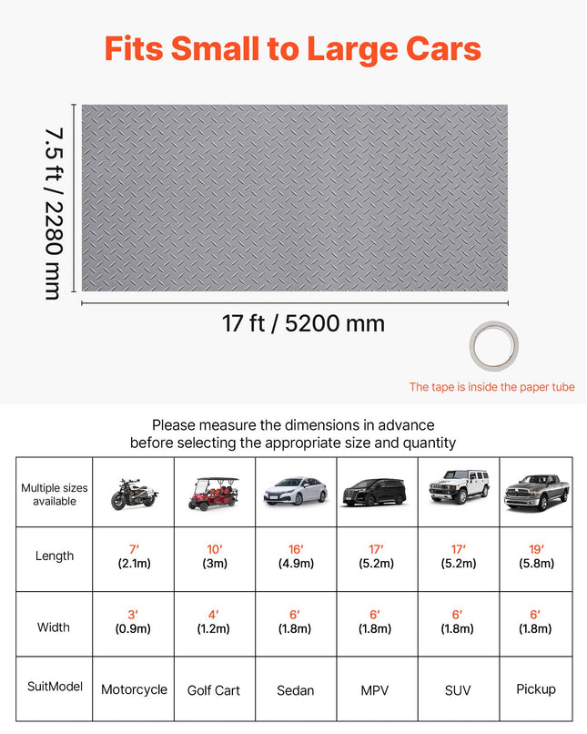 Garažo grindų danga VEVOR ZLCK-A1, 2,28 x 5,2 m