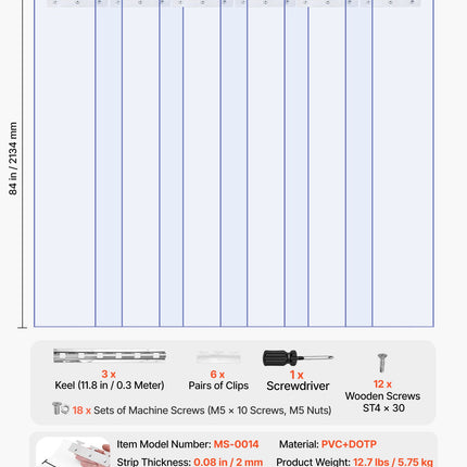 PVC juostų užuolaida VEVOR KDV0, 0,96 x 2,1 m