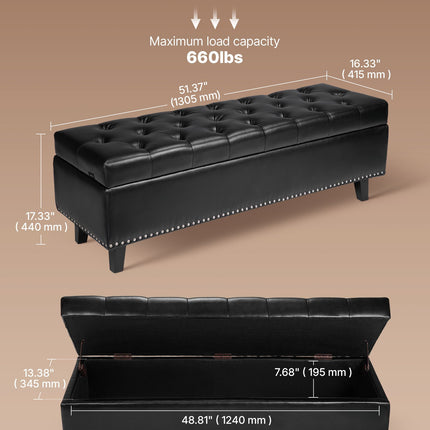 Suoliukas su daiktadėže VEVOR CWD0117CA-KD-BLACK, 130 cm ilgio