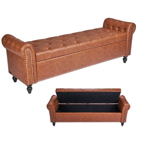 Suoliukas su daiktadėže VEVOR CWD0112CA-KD-BROWN, 166 cm ilgio