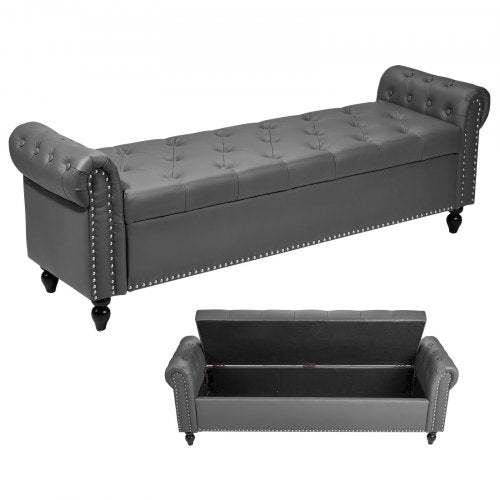 Minkštasuolis su daiktadėže VEVOR CWD0112CA-KD-GRAY, 166 cm ilgio