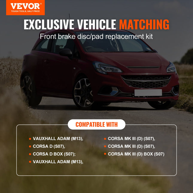 Priekinių stabdžių komplektas VEVOR Vauxhall Adam / Corsa D, 257 mm