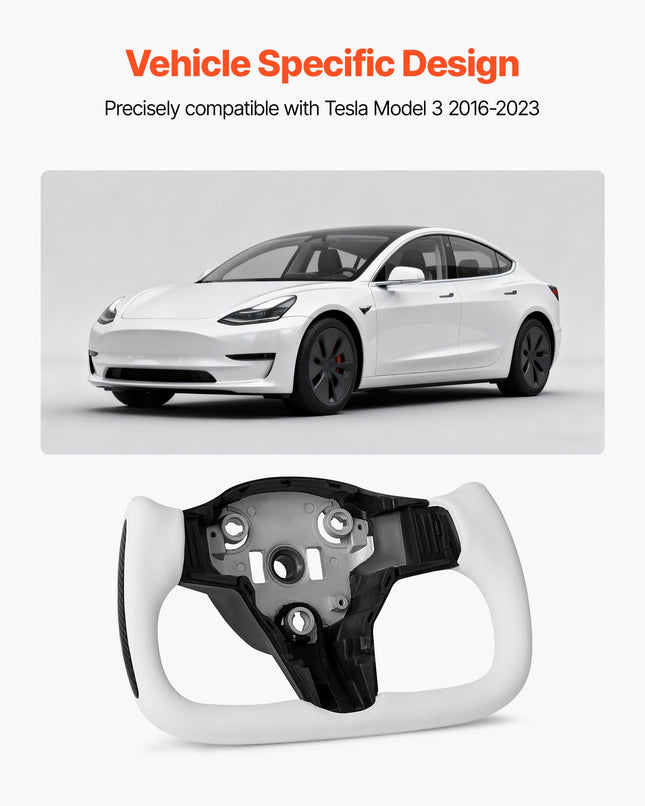 Vairas VEVOR Tesla Model 3 (2016-2023), anglies pluošto su šildymo funkcija