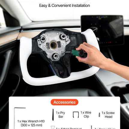 Vairas VEVOR Tesla Model 3 (2016-2023), anglies pluošto su šildymo funkcija