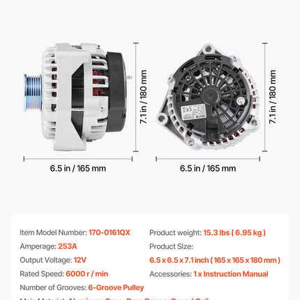 Automobilinis generatorius VEVOR 10464443, 12V