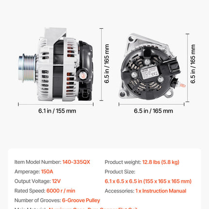 Automobilio generatorius VEVOR 84143543, 12V