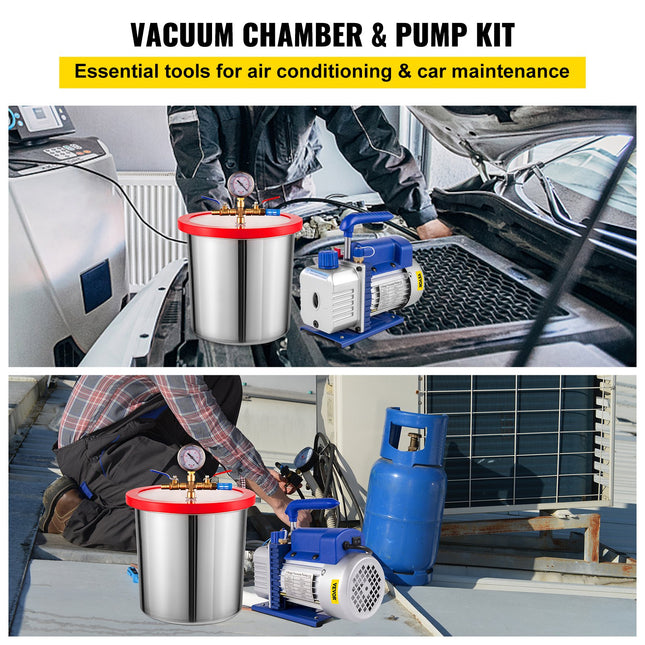 Vakuuminis siurblys su kamera VEVOR 3 CFM 1/4HP, 12 l talpa