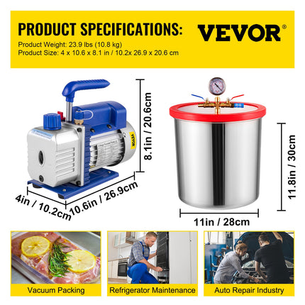 Vakuuminės kameros rinkinys Vevor 19 L, 186 W