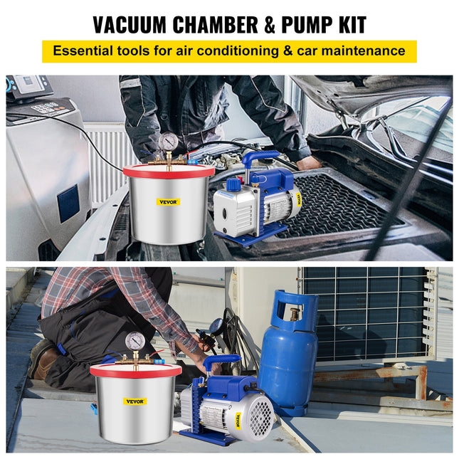 Vakuuminė kamera su siurbliu VEVOR RS-1.5, 7,6 l, 113 l/min