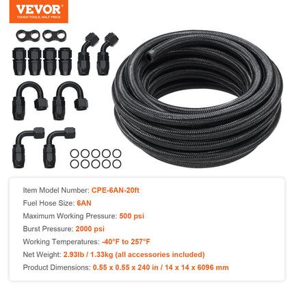 Kuro žarnų rinkinys VEVOR CPE-6AN-20ft, 6AN