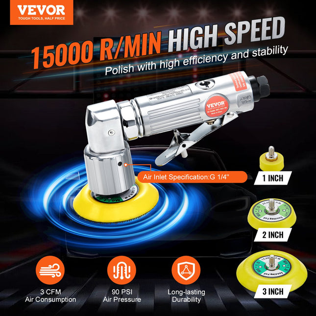 Mini pneumatinis orbitinis šlifuoklis VEVOR WFS-1031-YW, 15000 sūk./min.