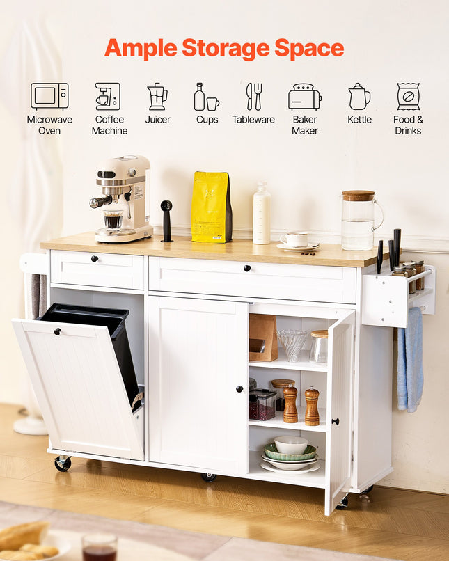 Virtuvės sala su ratukais VEVOR YS252253ss, 153 cm pločio