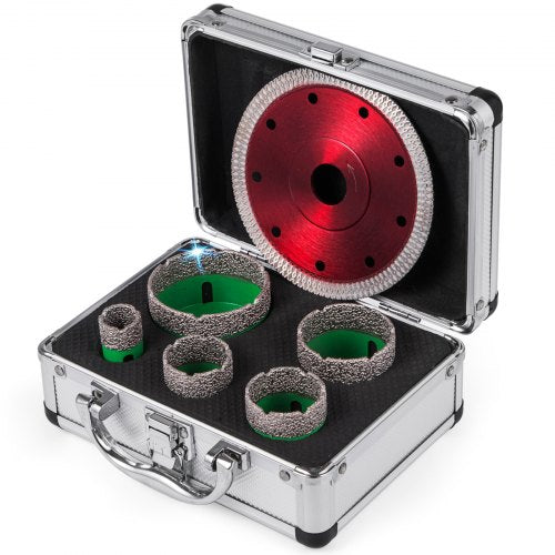 Deimantinių karūninių grąžtų rinkinys VEVOR 5 vnt., 22-65 mm, M14