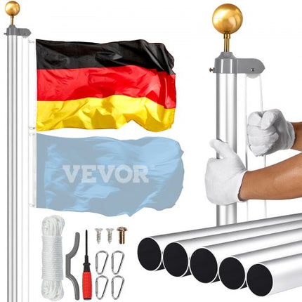 Vėliavos stiebo rinkinys VEVOR UP-QGTJ20, 6 m