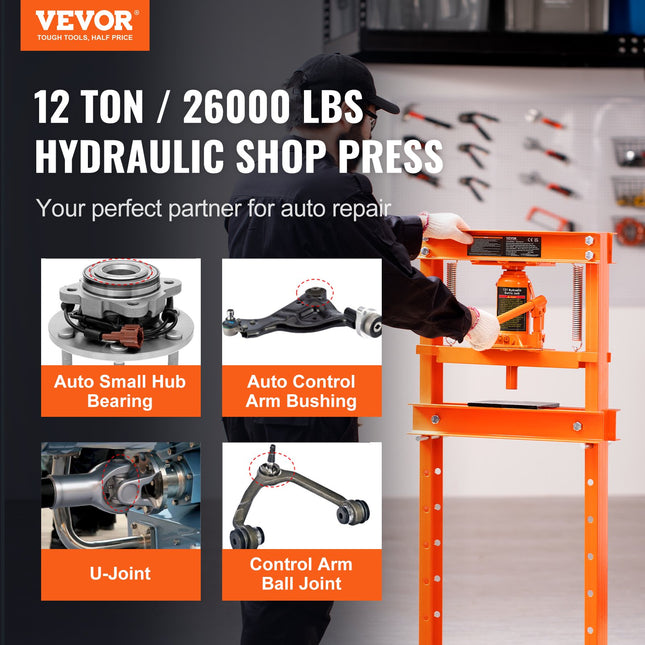 Hidraulinis presas VEVOR 12 Ton H-Frame, 12 tonų galia
