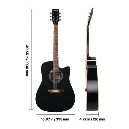 Akustinė gitara VEVOR FG068C-41BK, 1041 mm