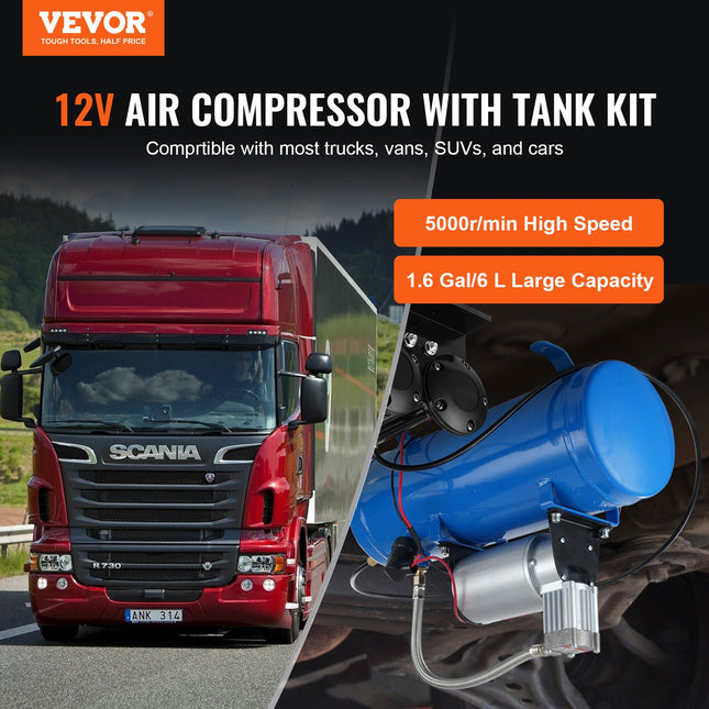 Oro kompresorius su resiveriu VEVOR HS-661, 6 l