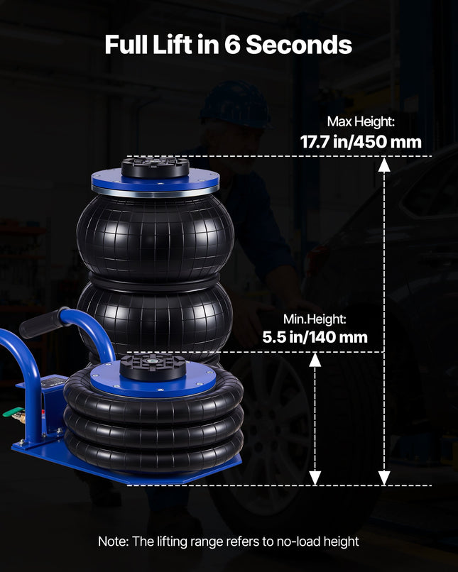 Pneumatinis pagalvinis keltuvas VEVOR HR-3B, 3 tonos
