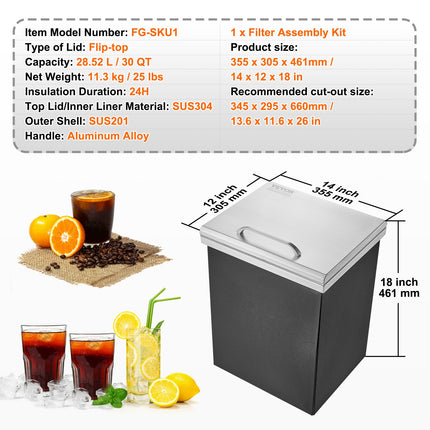 Įmontuojama ledo talpa VEVOR FG-SKU1, 28,5 l