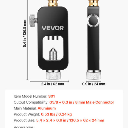 Nardymo balionų pildymo adapteris VEVOR S01, 8 mm jungtis