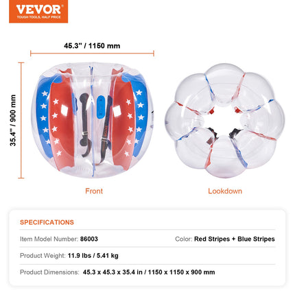 Pripučiami bamperio kamuoliai VEVOR 86003, 1,2 m skersmens, 2 vnt.