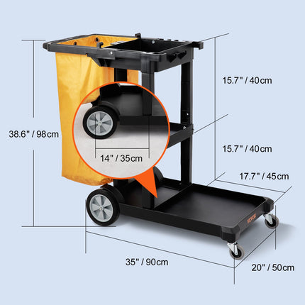 Valymo vežimėlis VEVOR 3 lentynų, 90 kg keliamoji galia