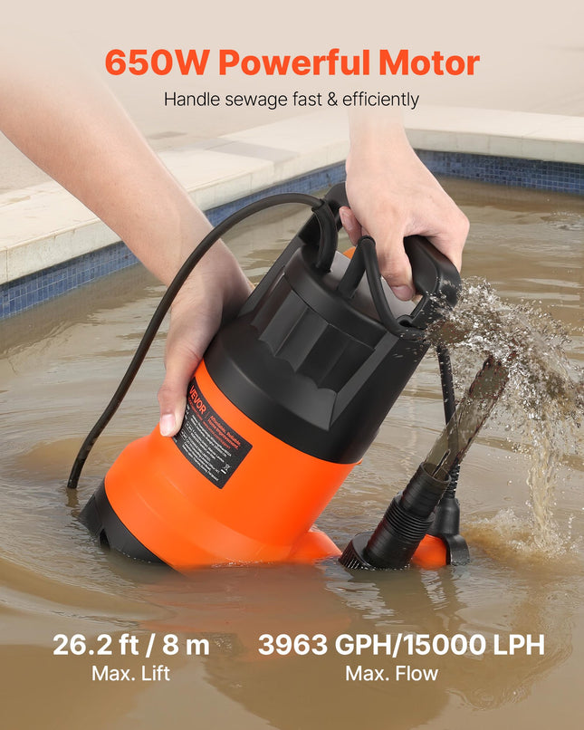Panardinamas drenažinis siurblys VEVOR ZXW750-B, 650 W, 15000 l/val.