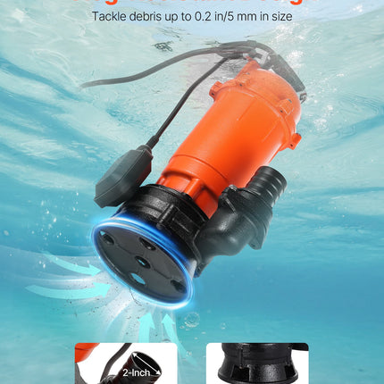 Panardinamas nuotekų siurblys VEVOR WQDK1500, 1500 W