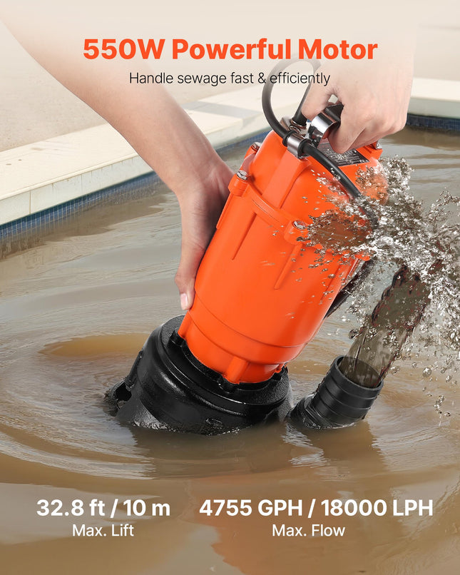Panardinamas nešvaraus vandens siurblys VEVOR WQD550, 550 W
