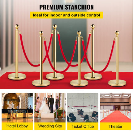 Atitvarų stulpeliai VEVOR Gold Stanchions 6Pcs, 6 vnt. komplektas