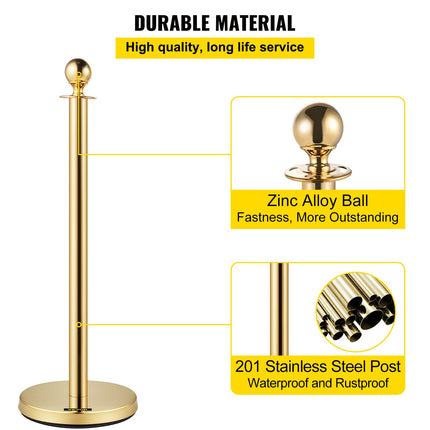 Atitvarų stulpeliai VEVOR Gold Stanchions 6Pcs, 6 vnt. komplektas