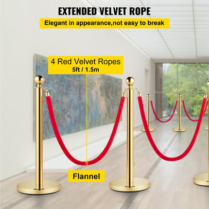 Atitvarų stulpeliai VEVOR Gold Stanchions 6Pcs, 6 vnt. komplektas