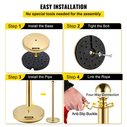 Atitvarų stulpeliai VEVOR Gold Stanchions 6Pcs, 6 vnt. komplektas