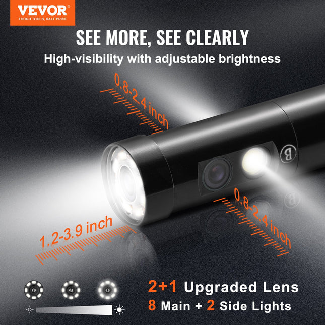 Endoskopinė kamera VEVOR Triple Lens, 11,4 cm IPS ekranas