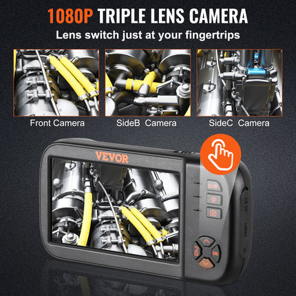 Endoskopinė kamera VEVOR Triple Lens, 11,4 cm IPS ekranas