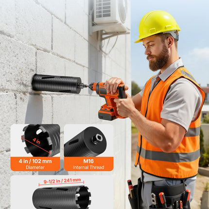 Deimantinė gręžimo karūna VEVOR dry drill 102*240 M16, 102 mm.