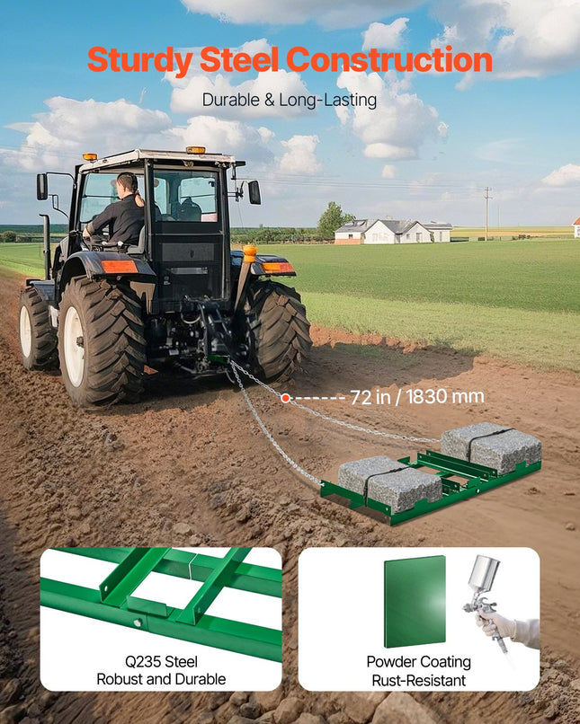 Vilkimas akėčių lygintuvas VEVOR QYP48*20IN, 122 cm pločio
