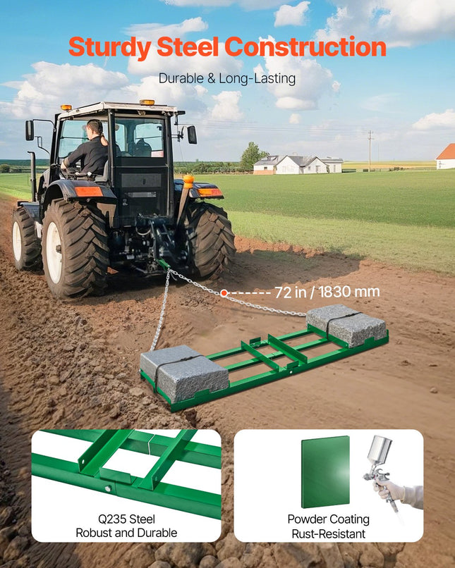 Vilkimas akėčių lygintuvas VEVOR QYP72*20IN, 183 cm pločio