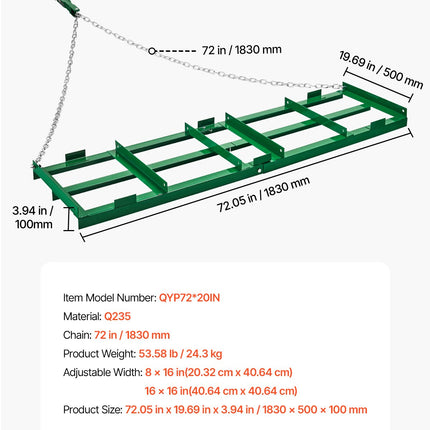 Vilkimas akėčių lygintuvas VEVOR QYP72*20IN, 183 cm pločio