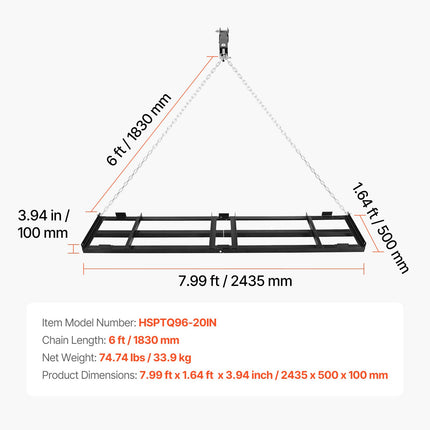 Vilkimas lyginimo agregatas VEVOR HSPTQ96-20IN, 243x50 cm