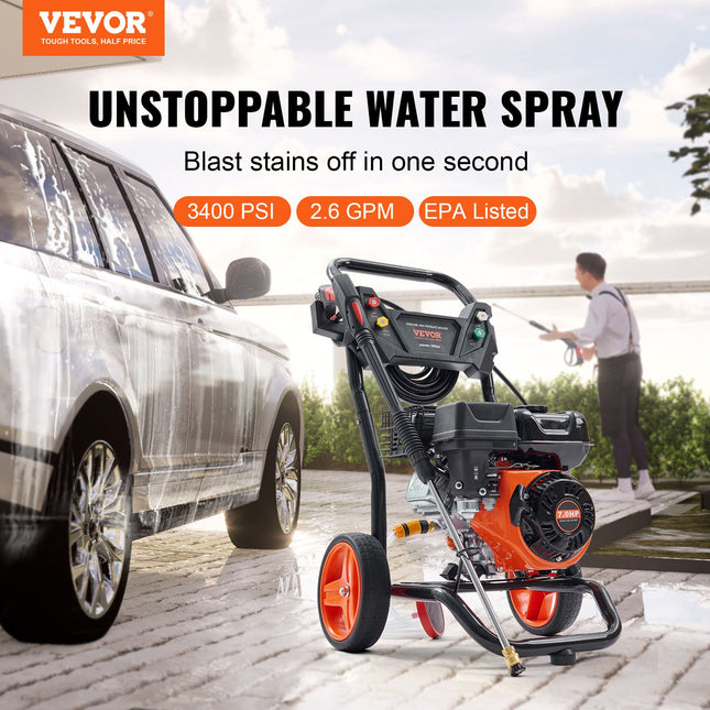 Benzininė aukšto slėgio plovykla VEVOR BS170D-SP, 3400 PSI