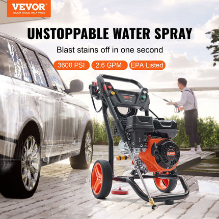 Benzininis aukšto slėgio plovimo įrenginys VEVOR BS180D-SP, 3600 PSI
