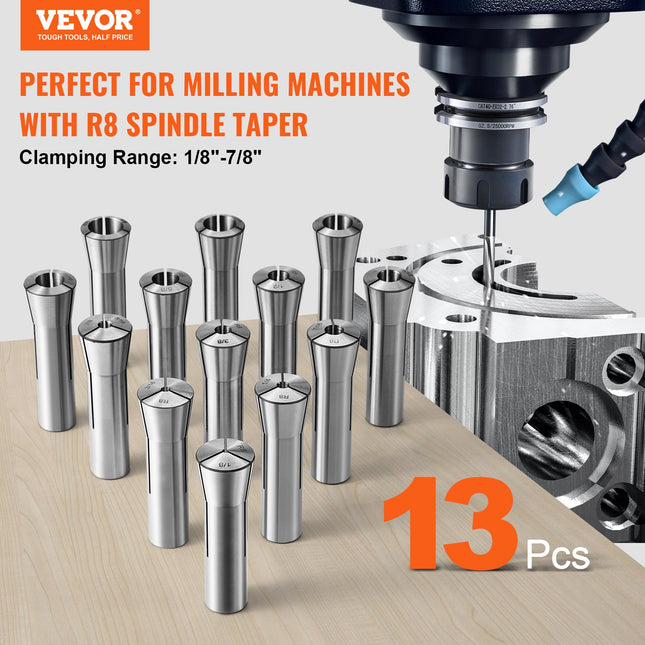 R8 įvorių rinkinys VEVOR R8JT13, 13 vnt., 1/8"–7/8"