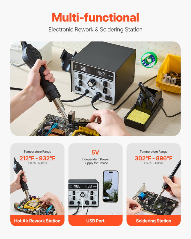 Litavimo stotelė VEVOR AM877D+, 820 W