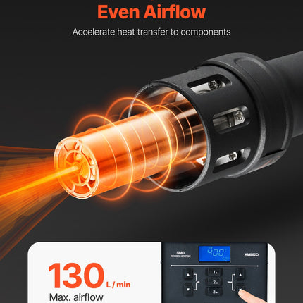 Karšto oro litavimo stotelė VEVOR AM862D, 1000 W