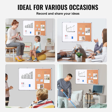 Kombinuota magnetinė ir kamštinė lenta VEVOR A015-2436CW, 90 x 60 cm
